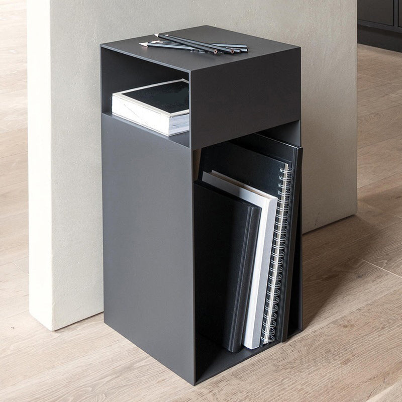 Industrial Night Table Open Storage Bed Nightstand for Bedroom Gloss Black 1 Piece Clearhalo 'Bedroom Furniture' 'furn' 'furn_night_stand' 'Furniture' 'night_stand' 'Nightstands' 6366959