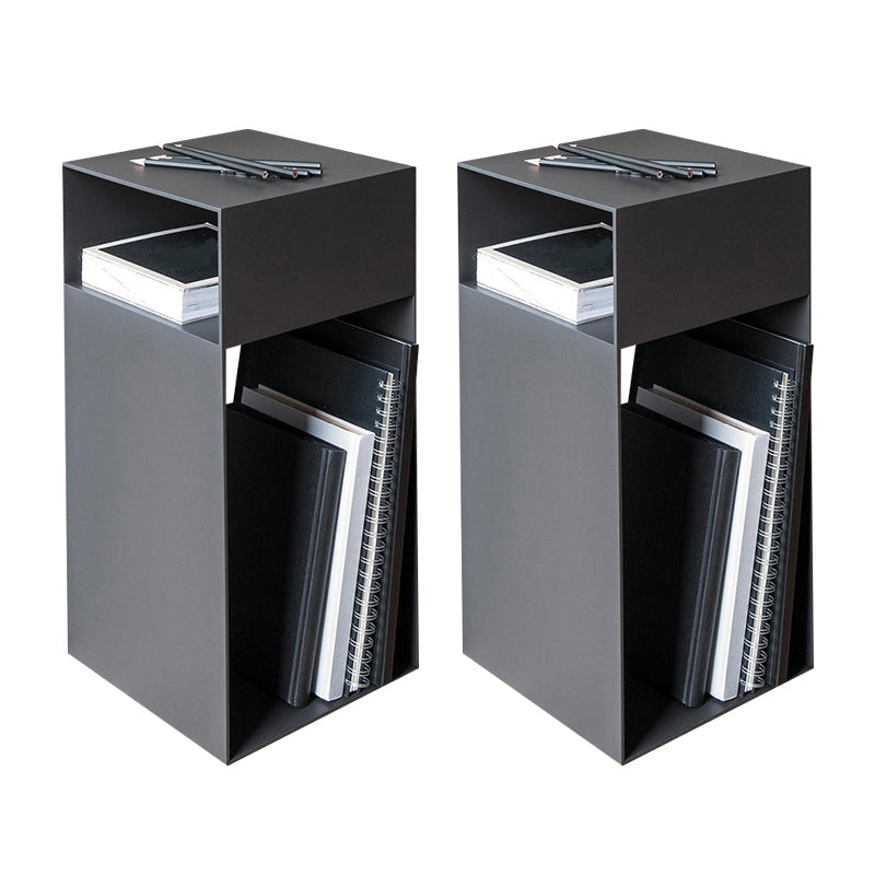 Industrial Night Table Open Storage Bed Nightstand for Bedroom Gloss Black 2 Piece Set Clearhalo 'Bedroom Furniture' 'furn' 'furn_night_stand' 'Furniture' 'night_stand' 'Nightstands' 6366960