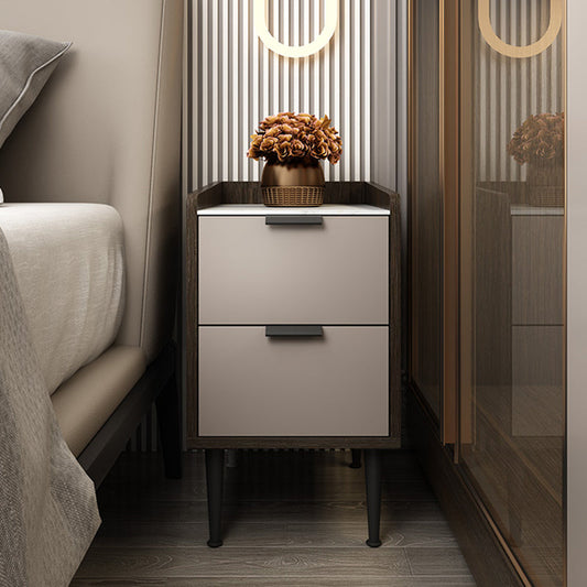 Mesa nocturna contemporánea Faux Wood cama de madera con cajones