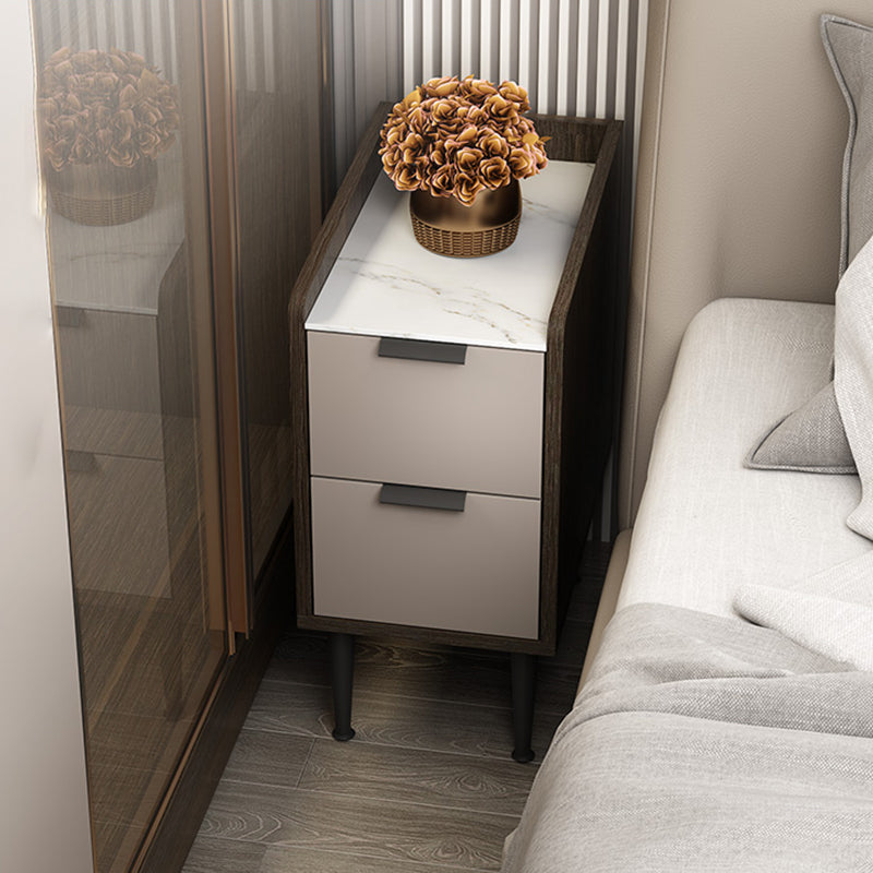 Comodino da letto in legno finto tavolo da notte contemporaneo con cassetti