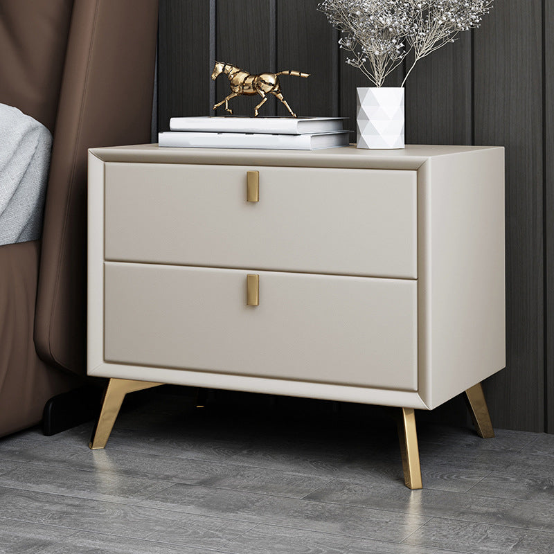 Solid Wood Night Table Contemporary Bed Nightstand with Drawers Beige 1 Piece Clearhalo 'Bedroom Furniture' 'furn' 'furn_night_stand' 'Furniture' 'night_stand' 'Nightstands' 6367137
