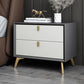 Solid Wood Night Table Contemporary Bed Nightstand with Drawers Dark Gray Beige 1 Piece Clearhalo 'Bedroom Furniture' 'furn' 'furn_night_stand' 'Furniture' 'night_stand' 'Nightstands' 6367139