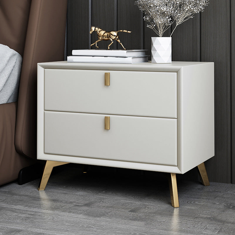 Solid Wood Night Table Contemporary Bed Nightstand with Drawers Off-White 1 Piece Clearhalo 'Bedroom Furniture' 'furn' 'furn_night_stand' 'Furniture' 'night_stand' 'Nightstands' 6367140