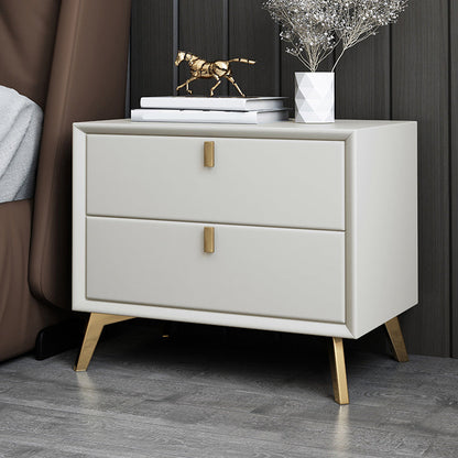 Solid Wood Night Table Contemporary Bed Nightstand with Drawers Off-White 1 Piece Clearhalo 'Bedroom Furniture' 'furn' 'furn_night_stand' 'Furniture' 'night_stand' 'Nightstands' 6367140