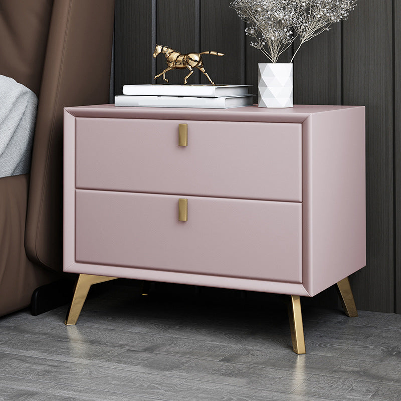 Solid Wood Night Table Contemporary Bed Nightstand with Drawers Pink 1 Piece Clearhalo 'Bedroom Furniture' 'furn' 'furn_night_stand' 'Furniture' 'night_stand' 'Nightstands' 6367143