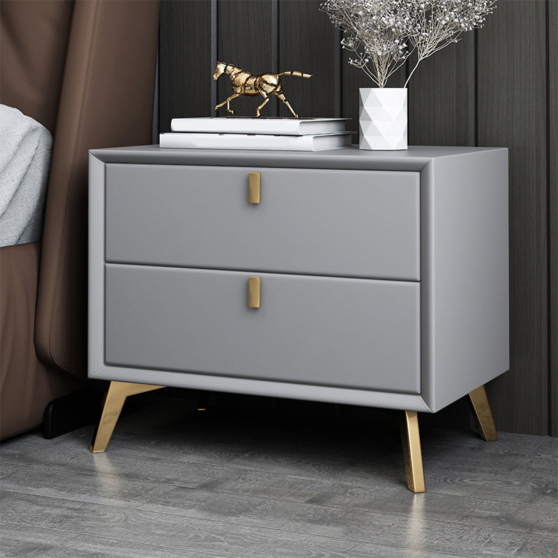 Solid Wood Night Table Contemporary Bed Nightstand with Drawers Light Gray 1 Piece Clearhalo 'Bedroom Furniture' 'furn' 'furn_night_stand' 'Furniture' 'night_stand' 'Nightstands' 6367153