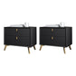 Solid Wood Night Table Contemporary Bed Nightstand with Drawers Black 2 Piece Set Clearhalo 'Bedroom Furniture' 'furn' 'furn_night_stand' 'Furniture' 'night_stand' 'Nightstands' 6367157