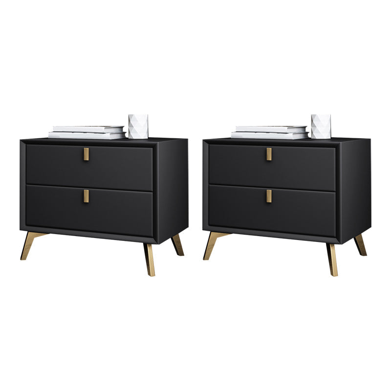 Solid Wood Night Table Contemporary Bed Nightstand with Drawers Black 2 Piece Set Clearhalo 'Bedroom Furniture' 'furn' 'furn_night_stand' 'Furniture' 'night_stand' 'Nightstands' 6367157