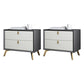 Solid Wood Night Table Contemporary Bed Nightstand with Drawers Dark Gray Beige 2 Piece Set Clearhalo 'Bedroom Furniture' 'furn' 'furn_night_stand' 'Furniture' 'night_stand' 'Nightstands' 6367160