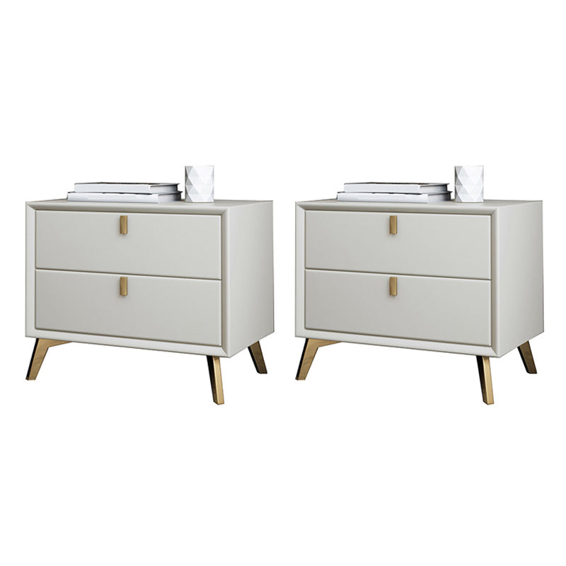 Solid Wood Night Table Contemporary Bed Nightstand with Drawers Off-White 2 Piece Set Clearhalo 'Bedroom Furniture' 'furn' 'furn_night_stand' 'Furniture' 'night_stand' 'Nightstands' 6367162