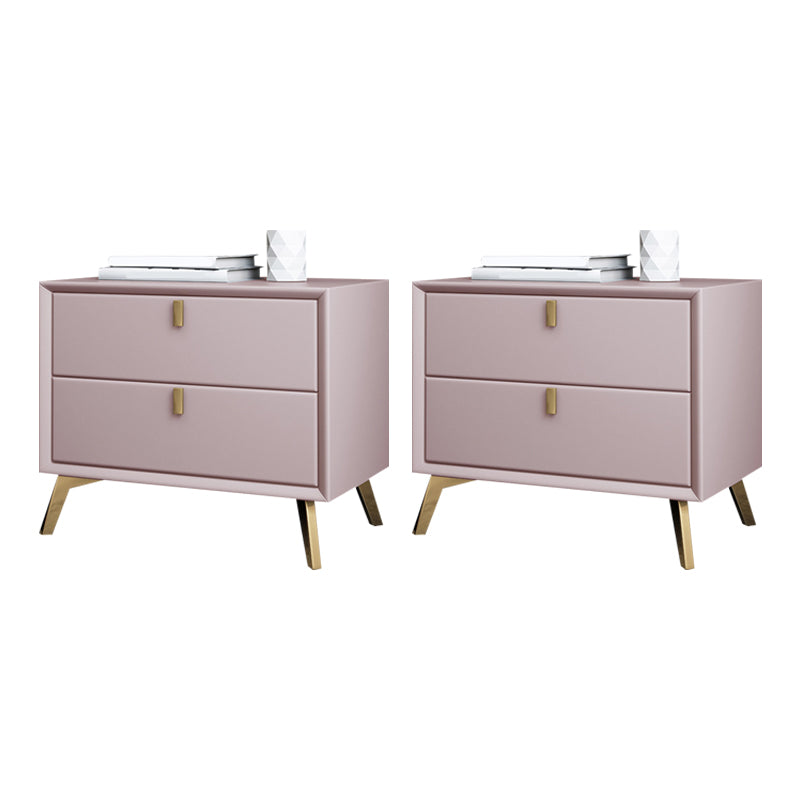 Solid Wood Night Table Contemporary Bed Nightstand with Drawers Pink 2 Piece Set Clearhalo 'Bedroom Furniture' 'furn' 'furn_night_stand' 'Furniture' 'night_stand' 'Nightstands' 6367164