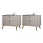 Solid Wood Night Table Contemporary Bed Nightstand with Drawers Khaki 2 Piece Set Clearhalo 'Bedroom Furniture' 'furn' 'furn_night_stand' 'Furniture' 'night_stand' 'Nightstands' 6367165