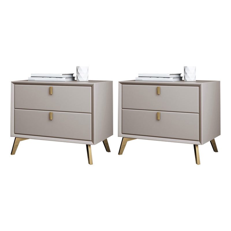 Solid Wood Night Table Contemporary Bed Nightstand with Drawers Khaki 2 Piece Set Clearhalo 'Bedroom Furniture' 'furn' 'furn_night_stand' 'Furniture' 'night_stand' 'Nightstands' 6367165