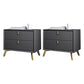 Solid Wood Night Table Contemporary Bed Nightstand with Drawers Dark Gray 2 Piece Set Clearhalo 'Bedroom Furniture' 'furn' 'furn_night_stand' 'Furniture' 'night_stand' 'Nightstands' 6367170