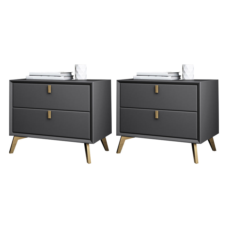 Solid Wood Night Table Contemporary Bed Nightstand with Drawers Dark Gray 2 Piece Set Clearhalo 'Bedroom Furniture' 'furn' 'furn_night_stand' 'Furniture' 'night_stand' 'Nightstands' 6367170