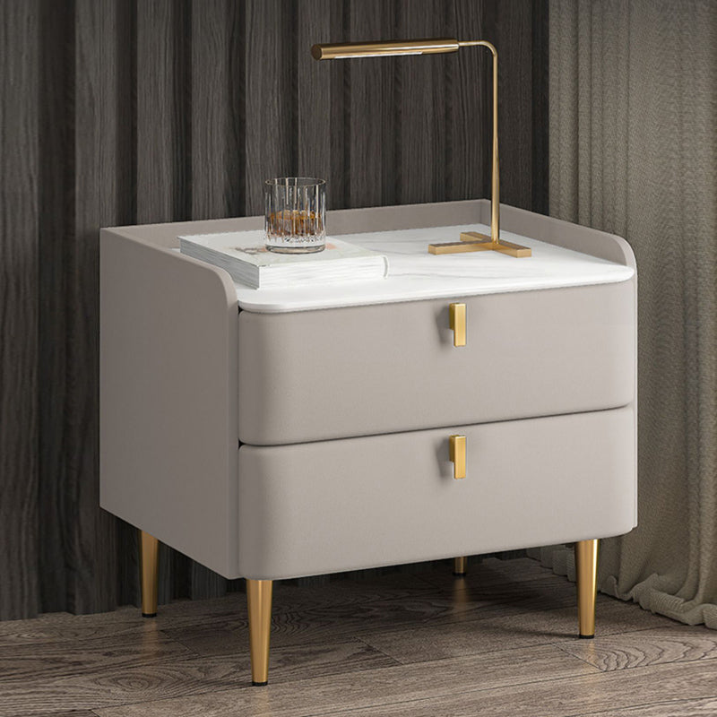 2 cassetti Le gambe del tavolo da notte contemporanee includevano comodini in legno massiccio, alto 18,5 "