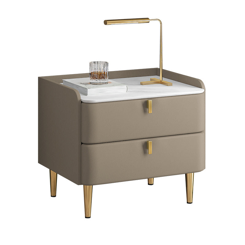 2 cassetti Le gambe del tavolo da notte contemporanee includevano comodini in legno massiccio, alto 18,5 "