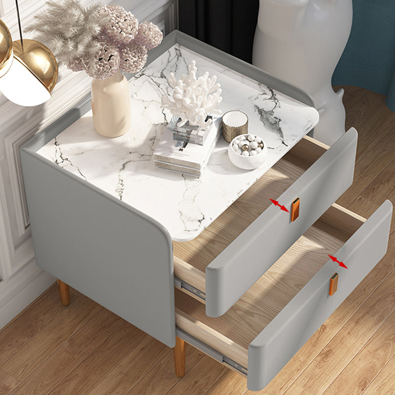 2 cassetti Le gambe del tavolo da notte contemporanee includevano comodini in legno massiccio, alto 18,5 "