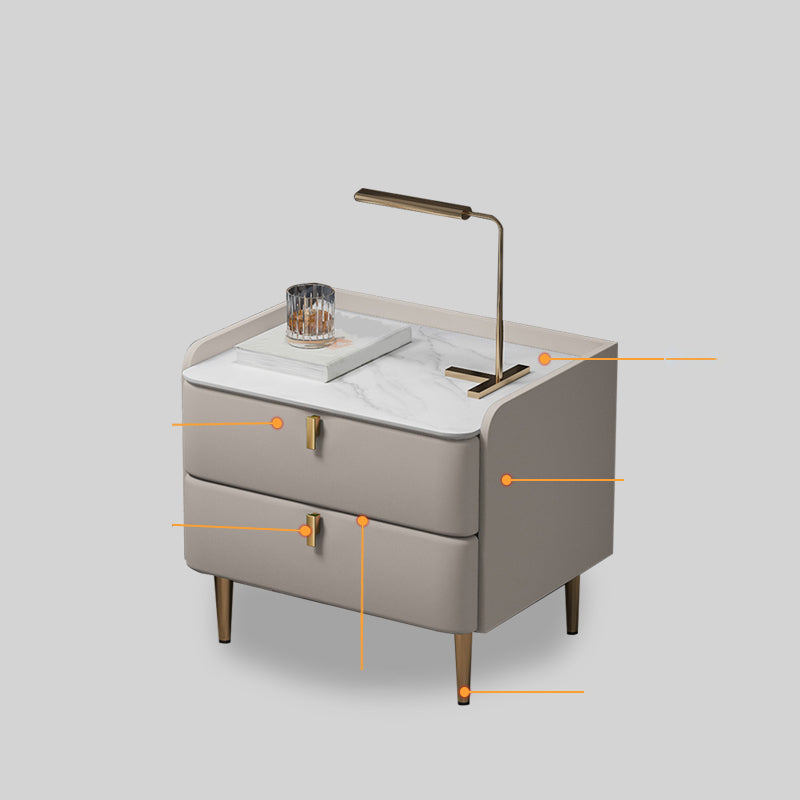 2 cassetti Le gambe del tavolo da notte contemporanee includevano comodini in legno massiccio, alto 18,5 "