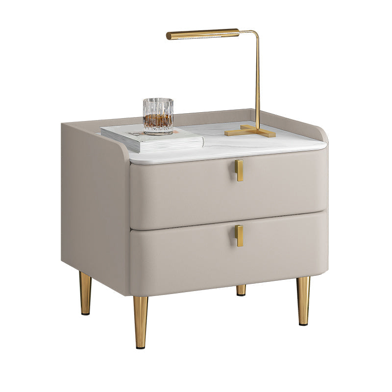 2 cassetti Le gambe del tavolo da notte contemporanee includevano comodini in legno massiccio, alto 18,5 "