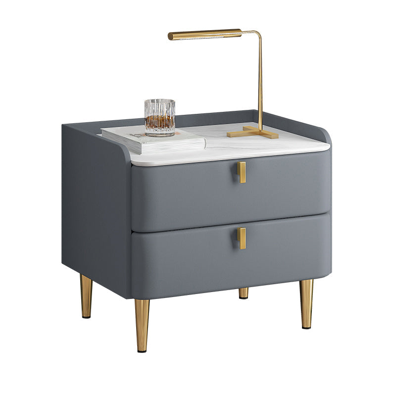 2 cassetti Le gambe del tavolo da notte contemporanee includevano comodini in legno massiccio, alto 18,5 "