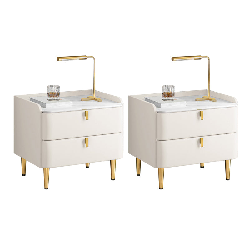 2 cassetti Le gambe del tavolo da notte contemporanee includevano comodini in legno massiccio, alto 18,5 "