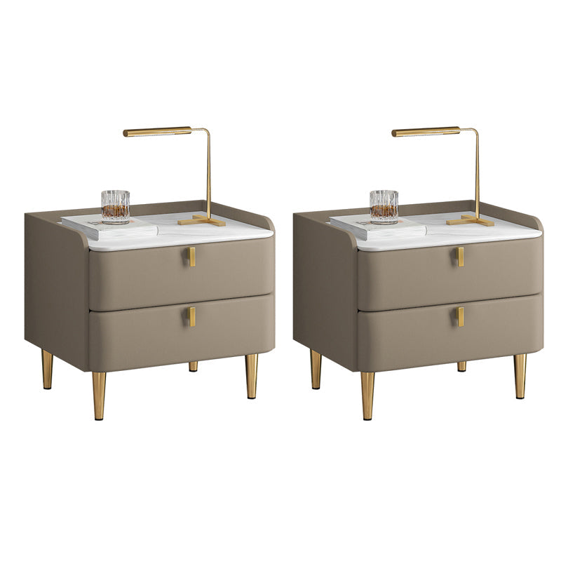 2 cassetti Le gambe del tavolo da notte contemporanee includevano comodini in legno massiccio, alto 18,5 "