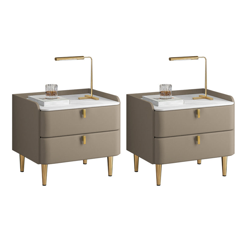 2 cassetti Le gambe del tavolo da notte contemporanee includevano comodini in legno massiccio, alto 18,5 "