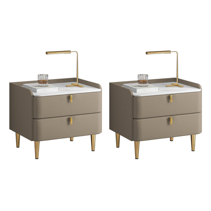 2 cassetti Le gambe del tavolo da notte contemporanee includevano comodini in legno massiccio, alto 18,5 "