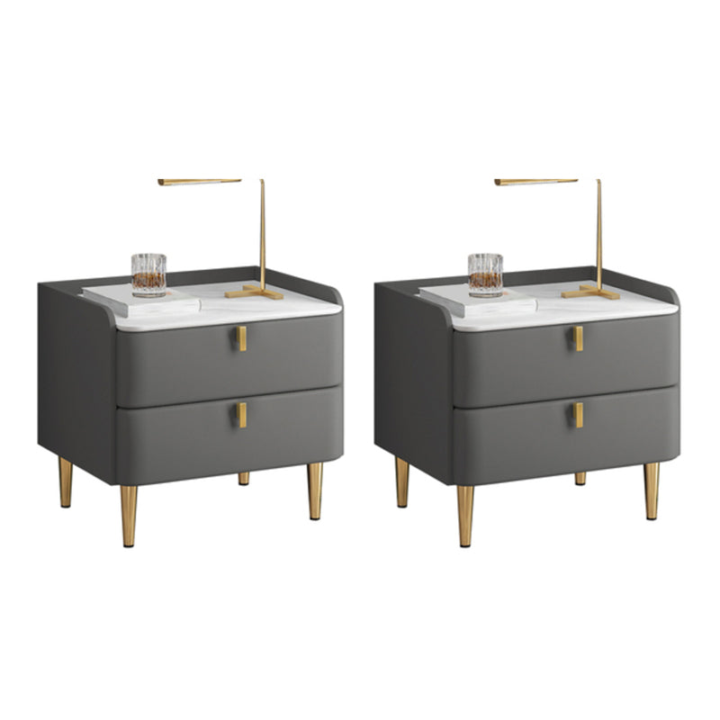 2 cassetti Le gambe del tavolo da notte contemporanee includevano comodini in legno massiccio, alto 18,5 "