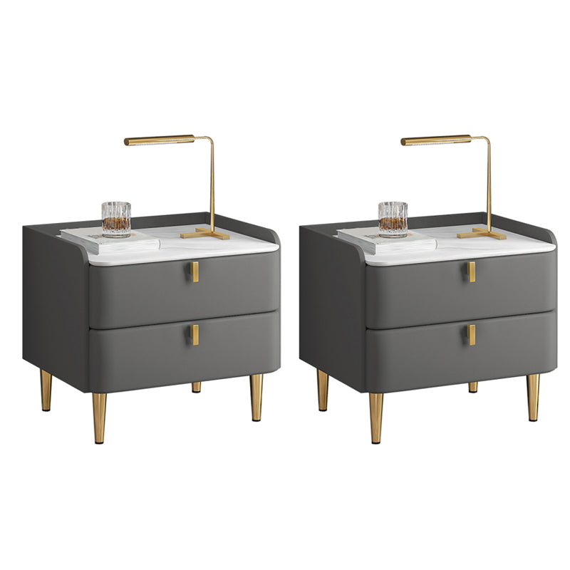 2 cassetti Le gambe del tavolo da notte contemporanee includevano comodini in legno massiccio, alto 18,5 "