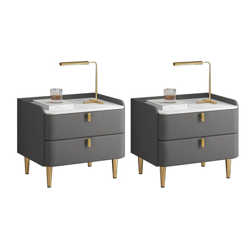 2 cassetti Le gambe del tavolo da notte contemporanee includevano comodini in legno massiccio, alto 18,5 "