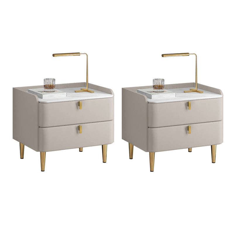 2 cassetti Le gambe del tavolo da notte contemporanee includevano comodini in legno massiccio, alto 18,5 "