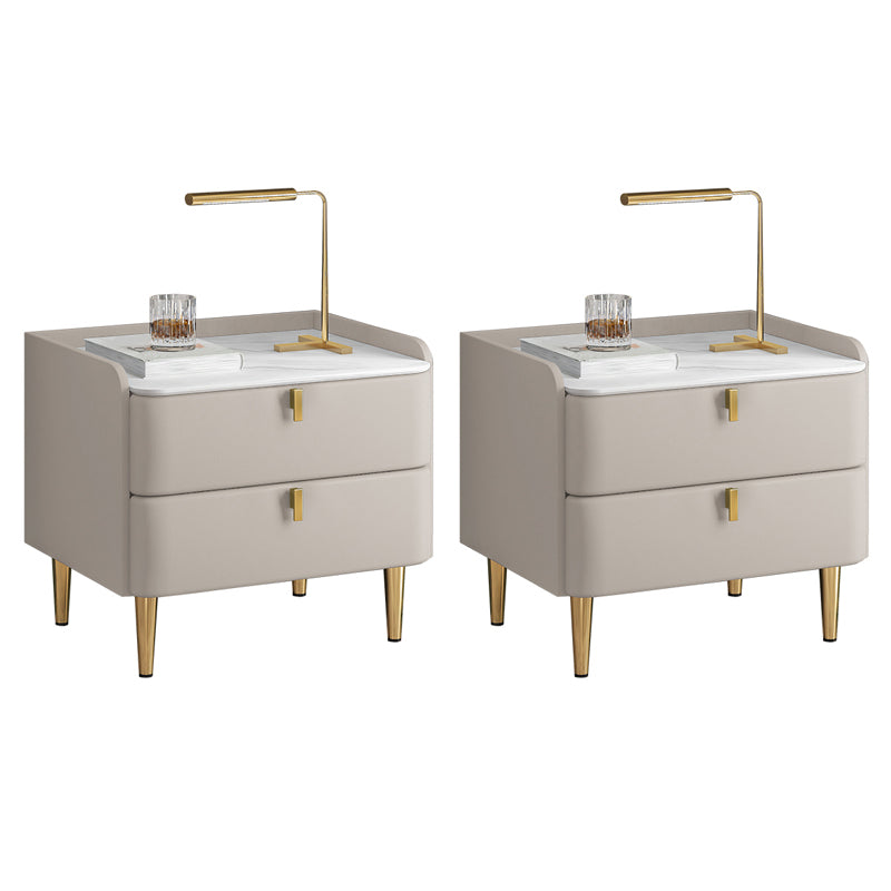 2 cassetti Le gambe del tavolo da notte contemporanee includevano comodini in legno massiccio, alto 18,5 "