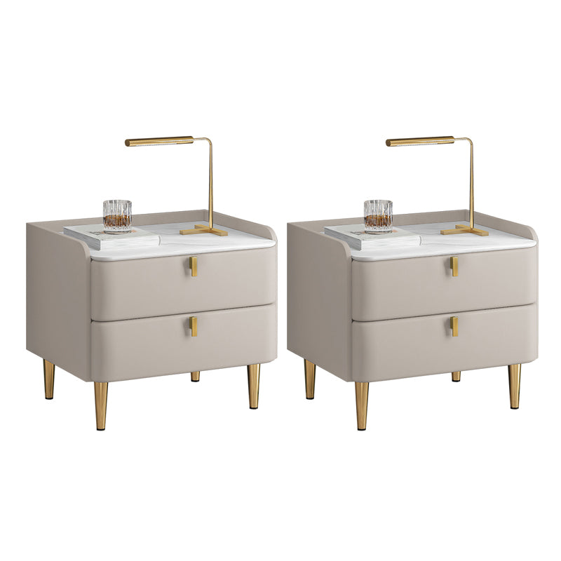 2 cassetti Le gambe del tavolo da notte contemporanee includevano comodini in legno massiccio, alto 18,5 "