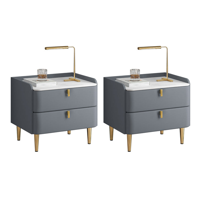 2 cassetti Le gambe del tavolo da notte contemporanee includevano comodini in legno massiccio, alto 18,5 "