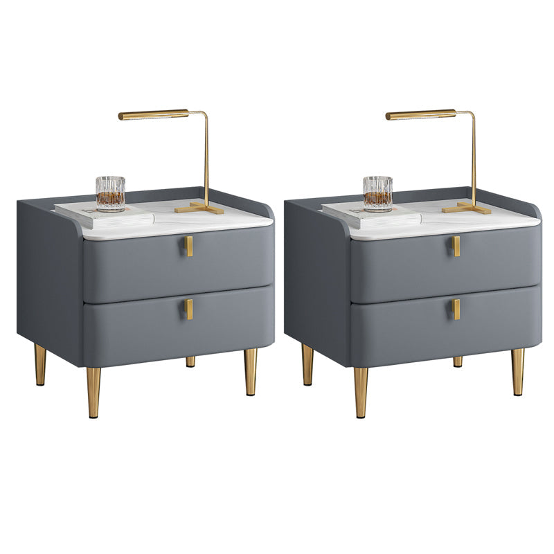 2 cassetti Le gambe del tavolo da notte contemporanee includevano comodini in legno massiccio, alto 18,5 "