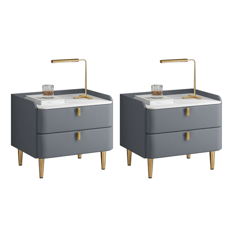 2 cassetti Le gambe del tavolo da notte contemporanee includevano comodini in legno massiccio, alto 18,5 "