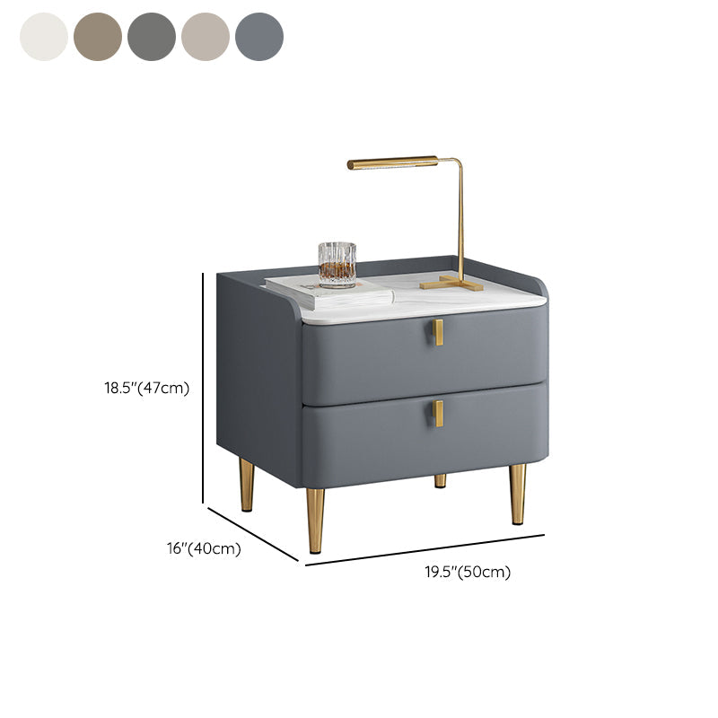 2 cassetti Le gambe del tavolo da notte contemporanee includevano comodini in legno massiccio, alto 18,5 "