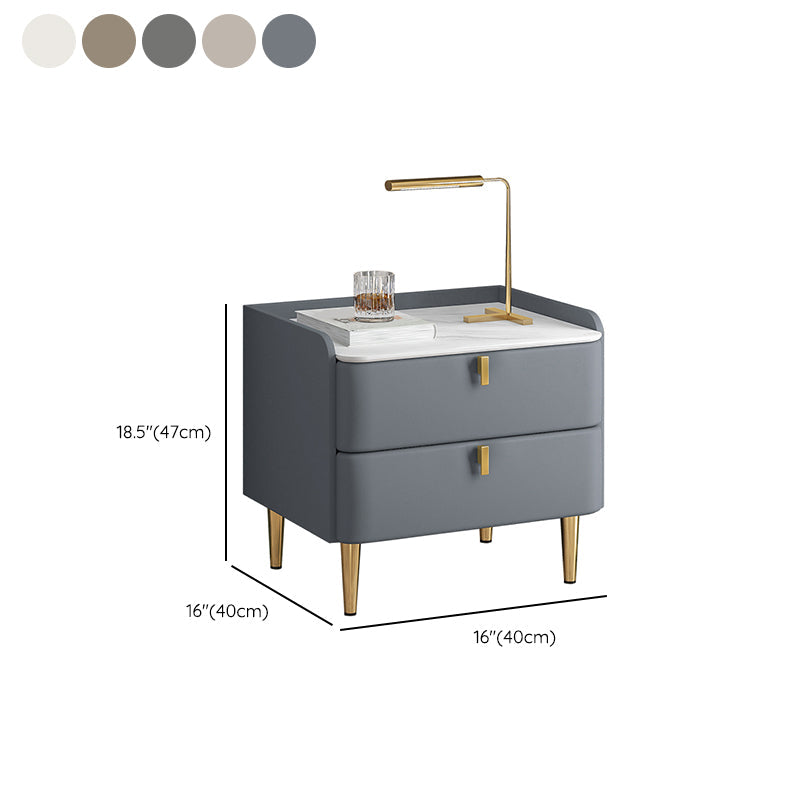 2 cassetti Le gambe del tavolo da notte contemporanee includevano comodini in legno massiccio, alto 18,5 "