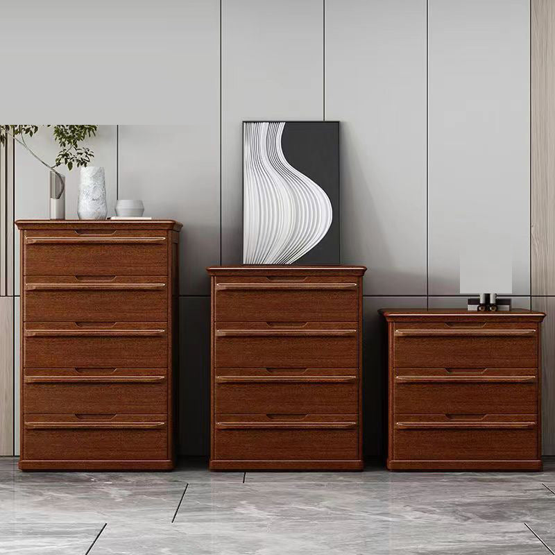 現代的なホーム木製収納チェスト縦型チェスト引き出し付きブラウン