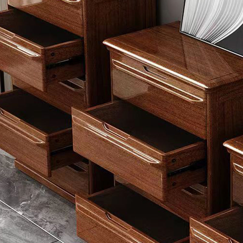 現代的なホーム木製収納チェスト縦型チェスト引き出し付きブラウン