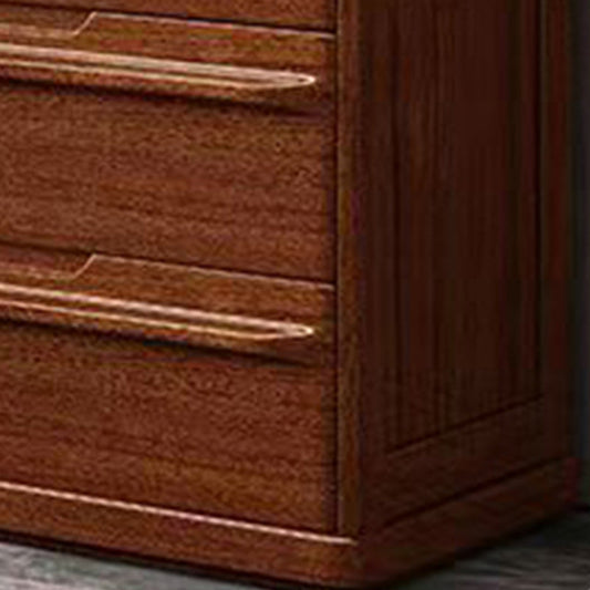 Contemporary Home Wooden Storage Chest Vertical Chest in Brown with Drawers