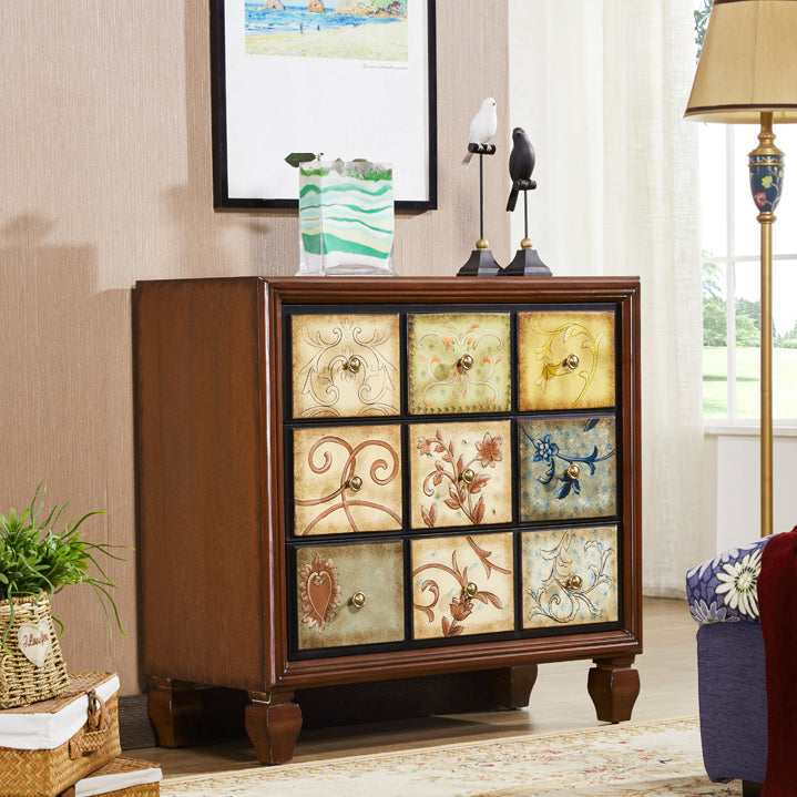 Cassettiera portaoggetti tradizionale in legno massello con 3/5/6 cassetti