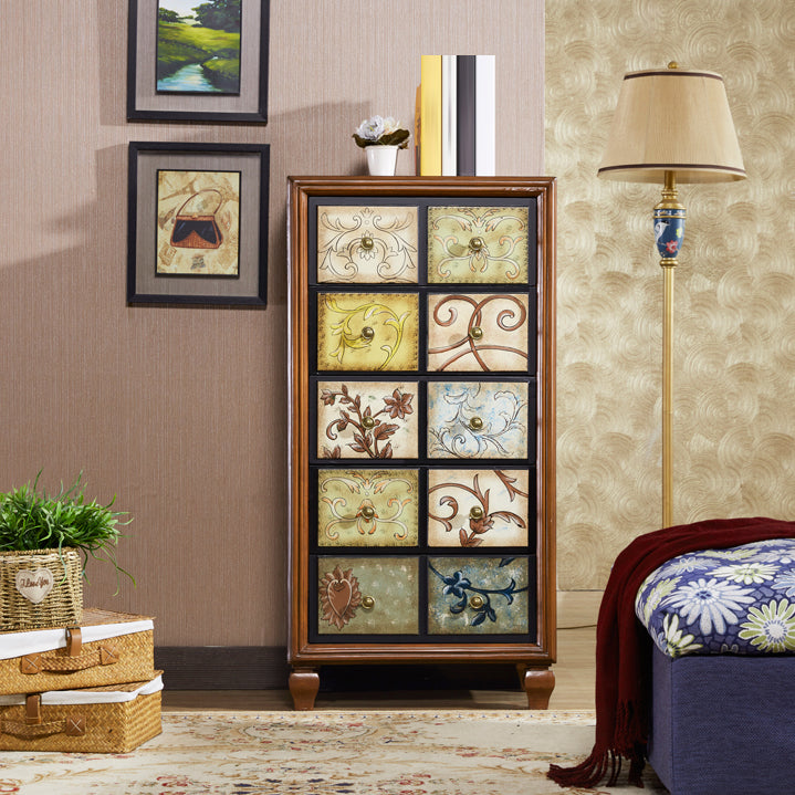 Cassettiera portaoggetti tradizionale in legno massello con 3/5/6 cassetti