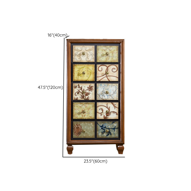 Cassettiera portaoggetti tradizionale in legno massello con 3/5/6 cassetti