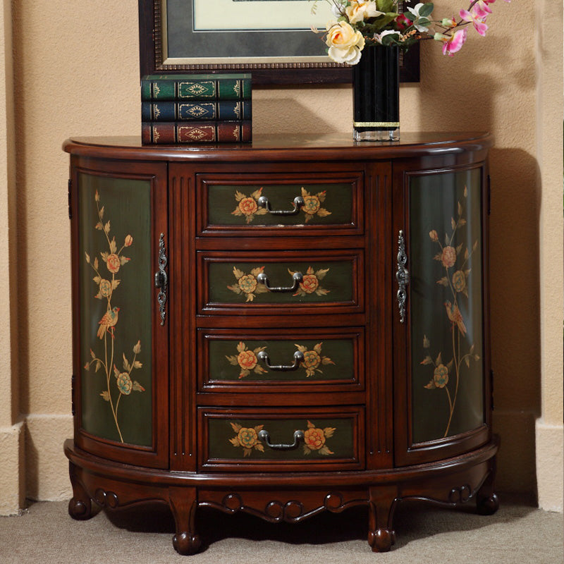 Cassettiera tradizionale in legno lavorato con 4 cassetti