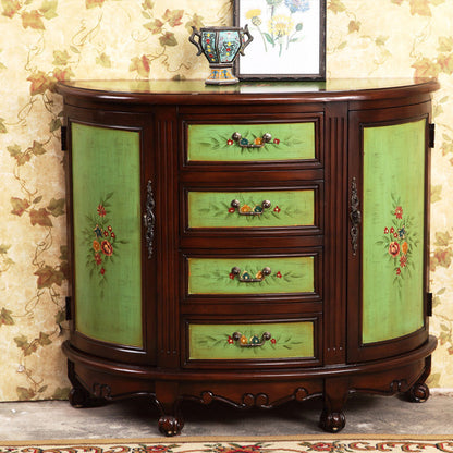 Cassettiera tradizionale in legno lavorato con 4 cassetti