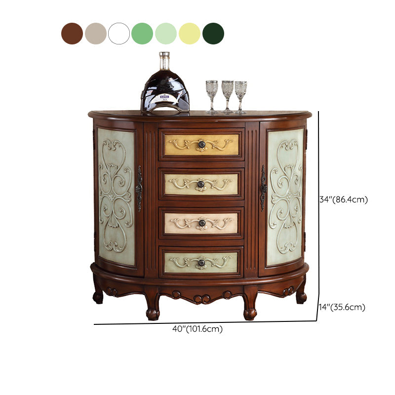 Cassettiera tradizionale in legno lavorato con 4 cassetti