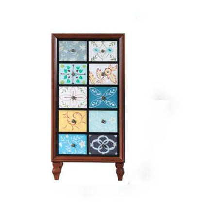 15.6-inch W Traditional Storage Chest Solid Wood Storage Chest Dresser 21"L x 16"W x 33"H Blue-Brown
